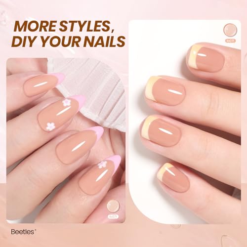 Image of Beetles Jelly Nude Gel Nail Polish - 15ml Sheer Translucent Neutral Brown Gel Polish Buildable Soak Off UV LED Nail Art Salon DIY Summer Manicure Gift for Women