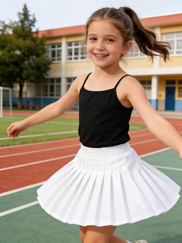 Image of Girls Undershirts Camisole Tank Tops for Kids with Adjustable Straps Cotton Dance Cami for Teen 5-12 Years