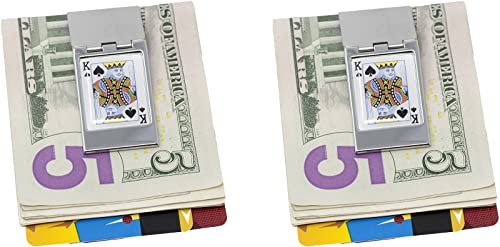Set of 2 Playing Card Themed Chrome-Plated Hinged Stainless Steel Money Clips3