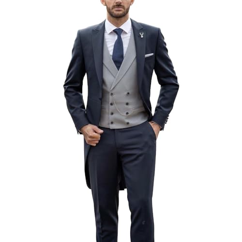 Men's Wedding Dress Suit Set Morning Suits Grooms Slim Fit Wedding Tuxedos Tailcoat Vest Pants