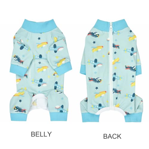 Image of Dog Recovery Suit Female Male Small Medium Dogs,Dog Surgical Recovery Suite Bodysuit After Surgery Puppy Cat Long Sleeve Onesies Bodysuit After Surgery Wound Protective (Blue Plane, M)