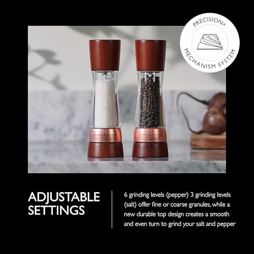 Image of Cole & Mason Derwent Salt & Pepper Mill Gift Set - Salt & Pepper Shaker & Grinder with Adjustable Coarseness - Gourmet Precision Mill Set - Stainless Steel & Acrylic Grinders - Rose Gold