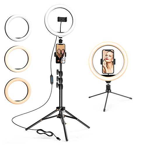 LETSCOM F-533 10.2-inch Selfie Ring Light with Tripod Stand,Bundle with LETSCOM F-531 10-inch Desk LED Ring Light,Makeup/YouTube Video/Photograph/Live
