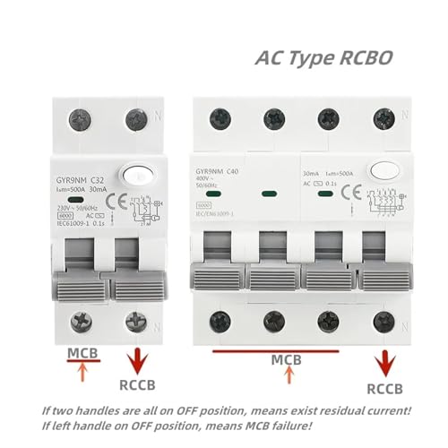 RCBO 2P 40A élimine les risques de surintensité et fuites électriques 300mA - 5