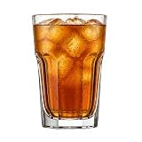 Highball Drinking Glasses Set of 6, 12.5 oz Glass Tumbler - Water Glasses & Beer Glassware for Kitchen - Durable Drinkware Set for Juice, Soda, Iced Tea & Cocktails - Heavy Base, Dishwasher Safe