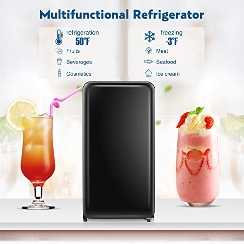 Havato 3.2 Cu. Ft Adjustable Thermostat Control Small Refrigerator, Compact Mini Fridge With Freezer, Retro Recessed Handles Mini Refrigerator For Bedroom, Dorm, Office, Rv, (Black) #TOP2