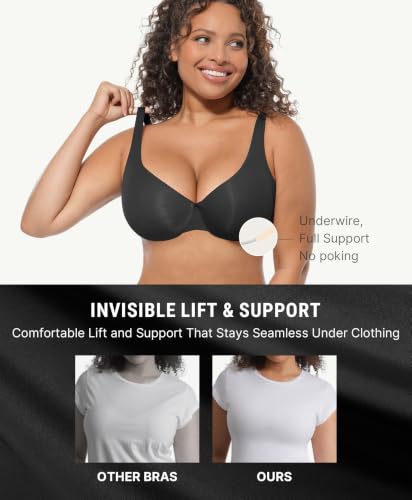 Image of FeelinGirl Women's Unlined Bras Underwire Comfort Full Coverage Tshirt Bras