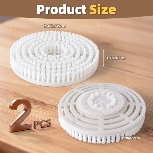 Image of 2 Pack Upgraded Steam Mop Replacement Brush Heads Compatible with Shark Steam and Scrub Mop S8201 S8001 S8002 S7201 S7001 Series, Short Bristle Cleaning and Polishing Brush for Deep Clean Hard Floors