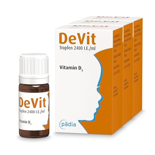 DeVit Tropfen 3 x 10 ml Vitamin D3 Tropfen für Babys ab Geburt und Kinder | Vitamin-D-Mangel und Rachitis gezielt vorbeugen | Arzneimittel | Rezeptfrei