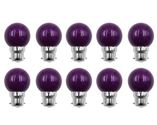 Aiwerttes Bombillas de bayoneta B22 de 2 W con bola de golf VIOLETX de bajo consumo (equivalente a 20 W) pequeñas bombillas con tapa BC para decoración, paquete de 10 unidades