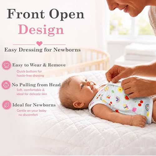 Image of Fareto New Born Baby Clothing Set Front Open Half 6 Shirts | 6 Tying Nappies | 6 Tying Caps | Infant Cloths (0-3 Months) (Pack Of 18)