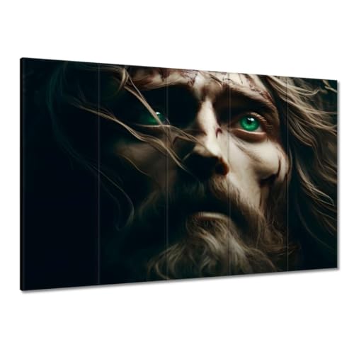 Tableau Jésus couronné d'épines 100x70cm : peinture sur toile pour salon et prière
