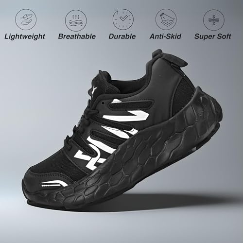 Image of Kraasa Men's Lace Up Running Shoes Comfortable Ultra Light Breathable Non Slip Walking Shoes Casual Fashion Sneakers
