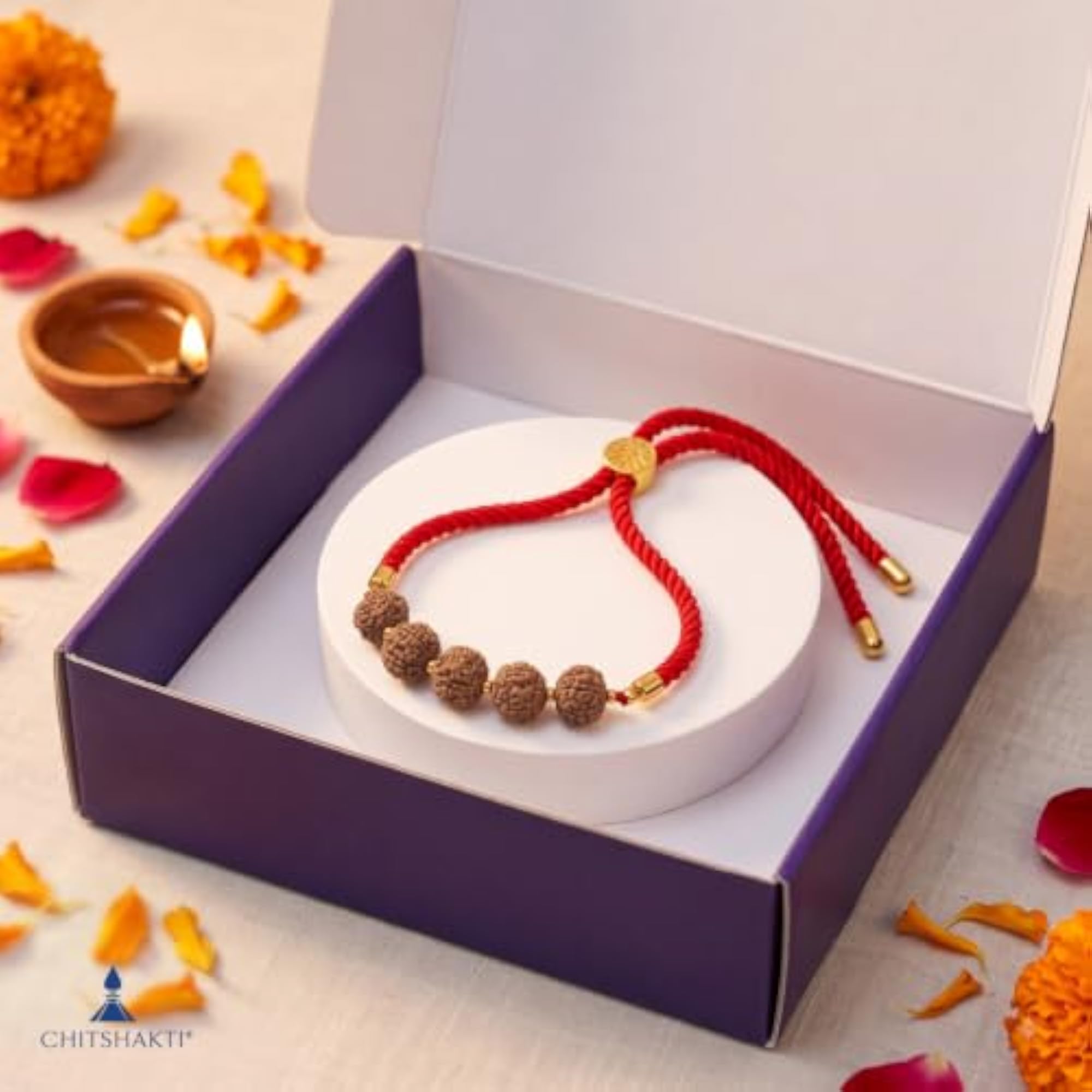 Panchmukhi Rudraksha Adjustable Wrist Band, Spiritual Gift