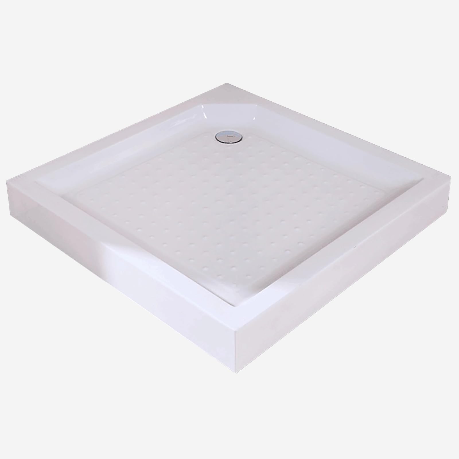 Plato de Ducha Cuadrado con Patas Ajustables, Platos Ducha Acrílicos, Resistente, Capacidad de Carga de 250 kg, Superficie Texturizada Antideslizante y Manguera de Drenaje de 80 cm(90x90cm/35.4x35.4in