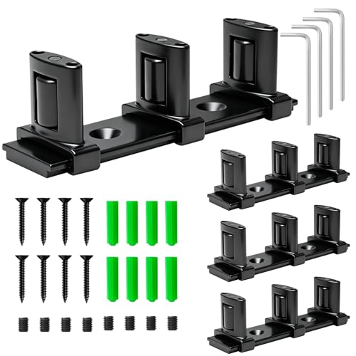 IWIWE Sliding Door Floor Guide, Black Bypass Door Guide, Adjustable 3-Roller Bottom Mount for Sliding Closet & Barn Doors Upgrade Kit (4 Pack)