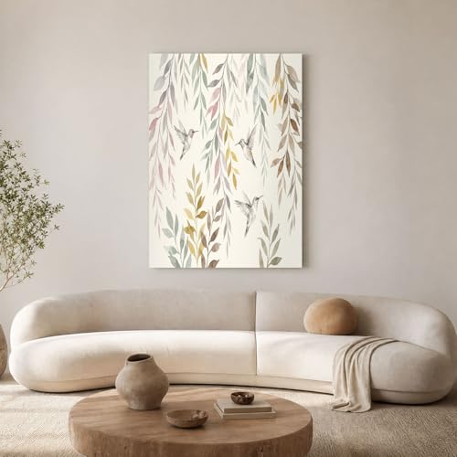 Mural sur toile aquarelle colibri pour decoration salon et chambre 70x100