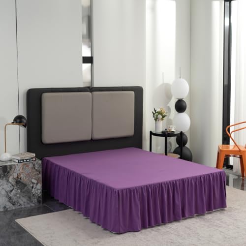 Image of Bed Skirt King Size 14 Inch Drop Ruffled Bed Skirt with Split Corners | Bed Skirt with Platform, Soft and Stylish 100% Microfiber,Grape