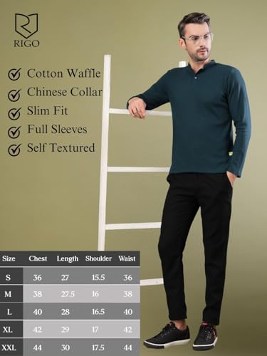 Image of Rigo Printed Casual T-Shirts for Men | Waffle Knit Solid T-Shirt for Men | Full Sleeves T-Shirts for Men