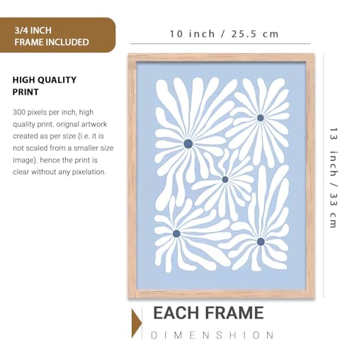 Image of kotart Aesthetic Abstract Floral Art Home Decoration | Boho Floral Paintings With Frame For Living Room Bed Room Hotel Wall Decor Digital Reprint Set of 3 (10X13 inch)