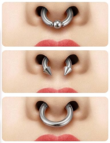 6G 8G Large Septum Ring Piercing PA Ring Hypoallergenic 316L Surgical Steel Septum Nose Rings Gauges Earrings Hoops CBR Body Piercing Jewelry for Women Men Inner Diamond 12mm 14mm 16mm4