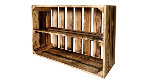 Nuevas cajas de frutas con tabla central, cajas de madera, cajas de vino, cajas de manzanas, cómoda, estante flameado, 60 x 40 x 20 cm