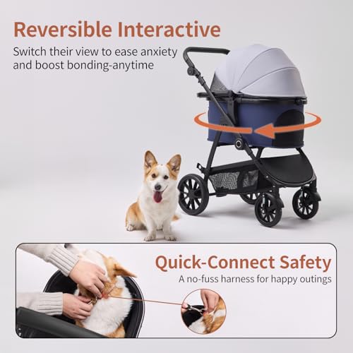 Image of 3-in-1 Dog Stroller for Small and Medium-Sized Dogs up to 55 lbs