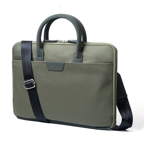 Image of Bellblock Sleek Messenger Laptop Bags For Men /Women Office Use | Travel Friendly With Luggage Strap | Office Bag For Man /Woman | Cotton Canvas | Olive Green (Upto 14 Inch)