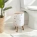 Trash Can with Lid Baby pastel colors stars pattern Baby boho Nursery baby textiles paper Press Top Round Small Garbage Bin with Wooden Legs Waste Basket for Kitchen Bedroom Nursery 7L/1.8 Gallon