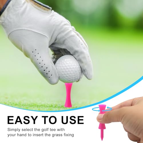 FORETOGO 100 Stück Rosa Golf Tees Kunststoff,57mm Tragbar tees Golf Wiederverwendbar Golf zubehör für Training,Übung,Kurs und professionellen Einsatz