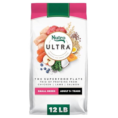 Nutro Ultra Adult Small Breed Dry Dog Food, Chicken, Lamb and Salmon Protein Trio, 12 lb Bag