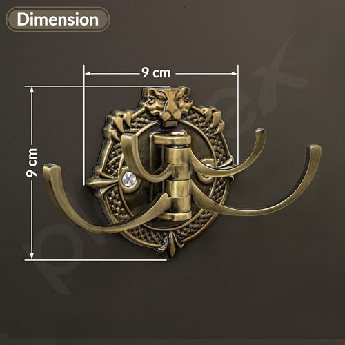 Image of Plantex Zinc Alloy, Antique Robe Hook, Cloth-Towel Hanger Bathroom Accessories (Brass, Lion)