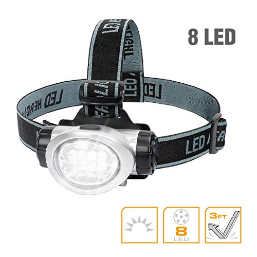EverBrite 5-Pack LED Headlamp Flashlight for Running, Camping, Reading, Fishing, Hunting, Walking, Jogging, Durable Light Weight Head Lights Batteries Included