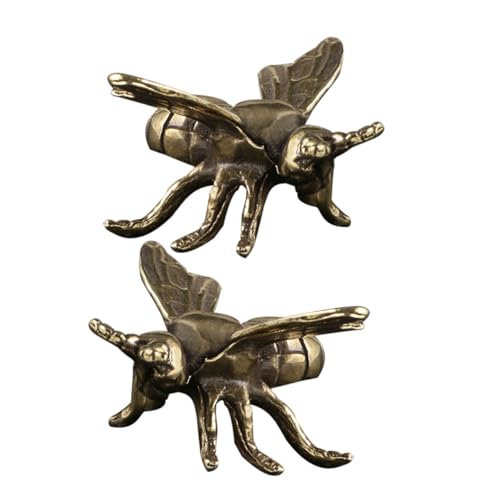 FRCOLOR 2個 真鍮製ミツバチ型置物 レトロデスクトップ装飾 創造的ブラスクラフト ア用小型蜂オーナメント 室内装飾に