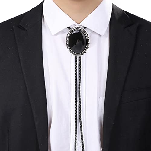 Huabola Calyn Bolo Tie, Handmade Round Shape Western Cowboy Bolo Ties For Men Black #TOP3