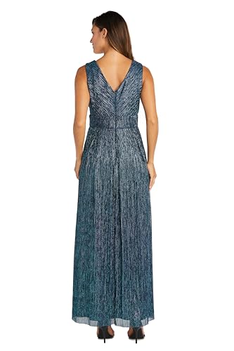 Image of R&M Richards Women's Sleeveless Maxi Dress - V-Neck Pleated Long Formal Gown W /Rhinestone Trim - Party & Cocktail Attire
