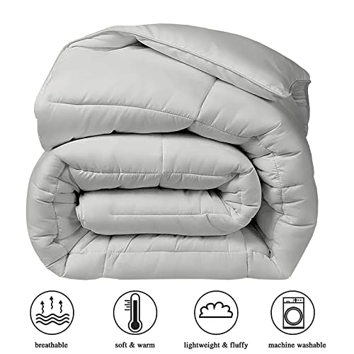 Cohome King 2100 Series Down Alternative Comforter - Quilted Duvet Insert With Corner Tabs All-Season - Soft Warm Luxury Hotel Comforter - Reversible - Machine Washable - Light Grey #TOP1