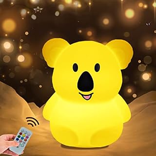 Large Koala Night Lights Kid, Bedside lamp, Bedroom Light, LED Lights, Nursery lamp, Break Resistant, Eye Caring, Adjustable Brightness & Color and Time Setting, Touch + Remote ControlChild Gift