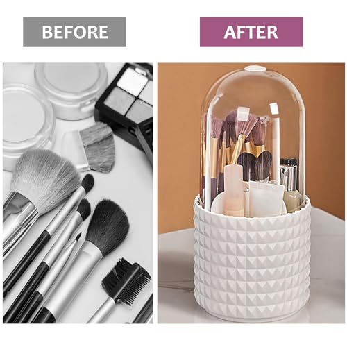 Make Up Organiser 360° Rotatable Cosmetic Organiser with Lid, Makeup Brush Holder Organiser - Image 4