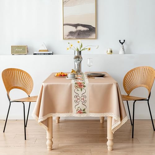 Nappe en polyester de qualité supérieure avec broderie florale délicate - 3