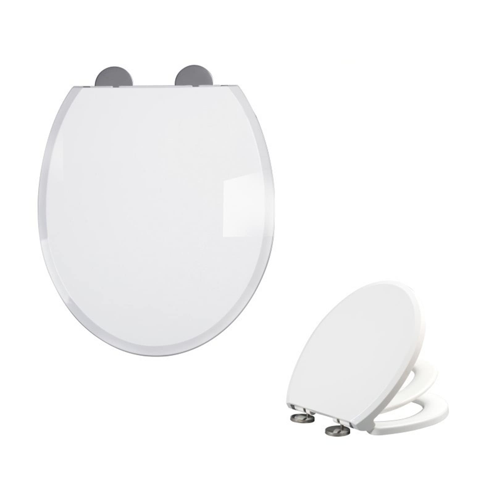 Mnuvxzaewf White Toilet Seat With Built In Potty Training, Quiet-Close Round-Front, ,Round