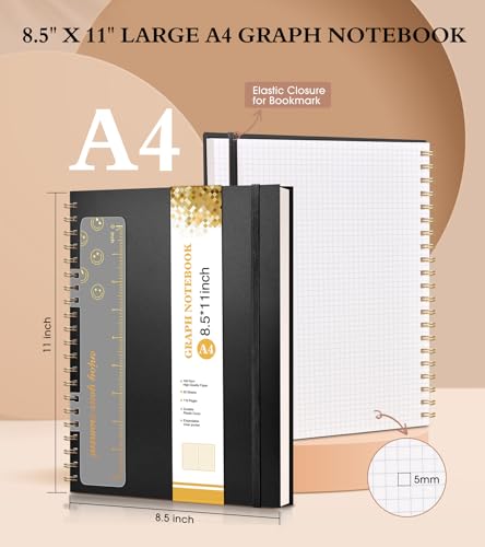 Carnet de notes à spirale papier graphique couverture rigide noir travail - 2