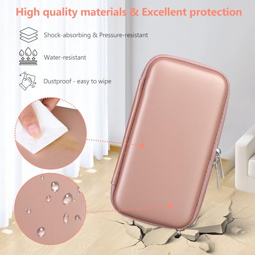 Image of Supmay Hard Carrying Case Compatible with Nintendo DS Lite NDSL, Gameboy Advance Games Storage Holder Travel Bag with Mesh Pocket for USB Charging Cable, Stylus, Earphones, Game Cartridge, Rose Gold
