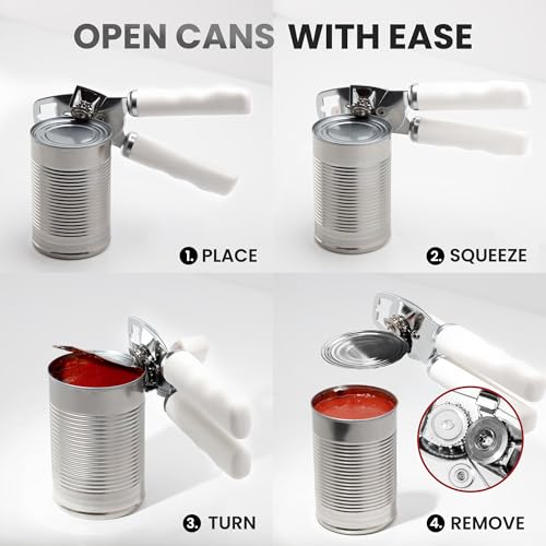 Image of Zulay Kitchen Manual Can Opener Heavy Duty Patented Stainless Steel, White