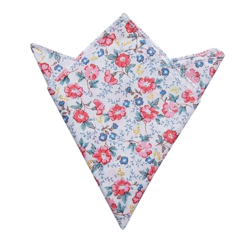 Image of YourTies Cotton Floral Tie for Men 2.5 inch Printed Skinny Necktie Pocket Square Tie Clip Set Flower Wedding Party Groom