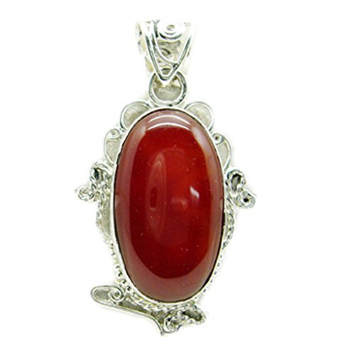 Cadeau astrologique pendentif onyx rouge en argent ovale