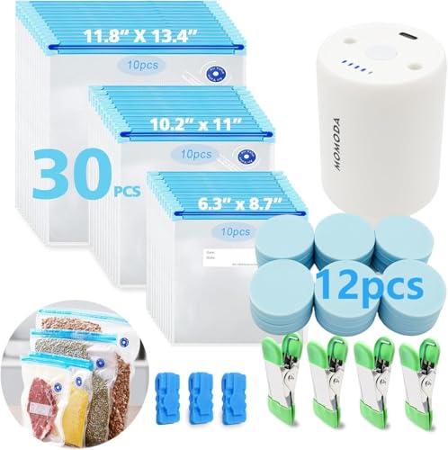 MOMODA Sous Vide Cooking Bags and Magnet Clips Bundle –