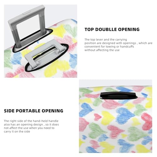 VOSERY Travel Luggage Cover - Hand Drawn Colored Hearts Washable Suitcase Covers Protector Fits 18-32 Inch Luggage3