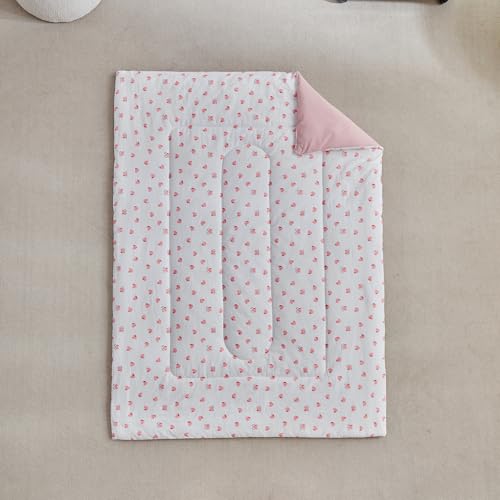 Image of DuShow Toddler Bedding Set for Girls,4 Piece Bed-in-a-Bag Toddler Comforter Sets,Pink Heart Crib Bedding Sheets Set,Include Quilt Comforter,Flat Sheet,Fitted Sheet,Pillowcase
