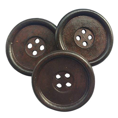 Chenkou Craft 20pcs Big Size 40mm 1 1/2" Round Wood Buttons 4 Holes Craft Sewing Button (Coffee)